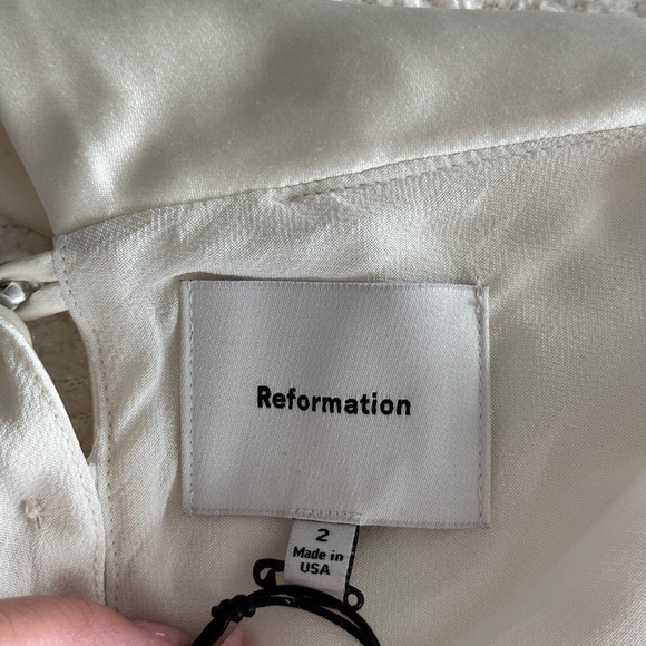 REFORMATION NWT Jovie Silk Ivory Dress - Picture 9 of 13